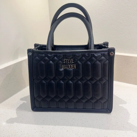 Steve Madden Black Quilted Satchel - Picture 1 of 7